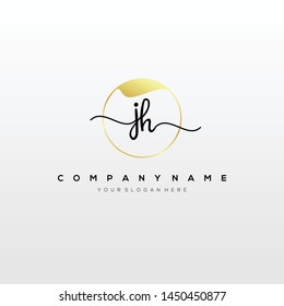 JH handwriting initial logo template vector.