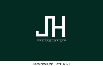 Plantilla de monograma abstracto del logotipo vectorial JH HJ