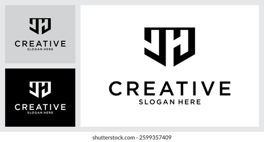 JH or HJ initial letter logo design vector.