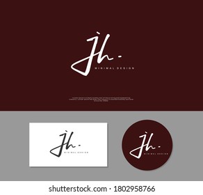 JH Initial handwriting or handwritten logo for identity. Logo with signature and hand drawn style.