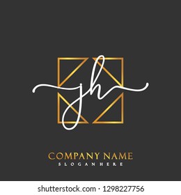 JH Initial Handwriting logo template vector