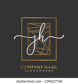 JH Initial Handwriting logo template vector