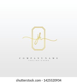 JH initial handwriting logo template vector