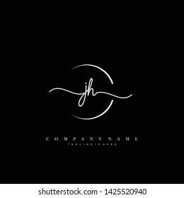 JH initial handwriting logo template vector