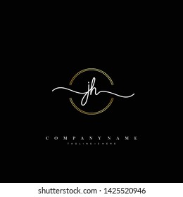 JH initial handwriting logo template vector