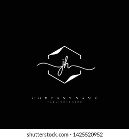 JH initial handwriting logo template vector
