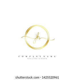 JH initial handwriting logo template vector