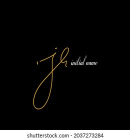 jh initial handwriting logo template vector