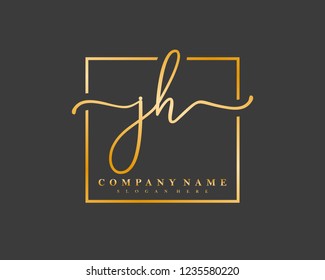 JH Initial handwriting square minimalist logo vector