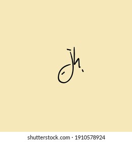 JH initial handwritten calligraphy, for monogram and logo