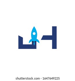 JH initial letter with rocket design logo, elements, icons, symbols, abstract, shapes. Creative inspiration idea with flat style for business company, template collection, marketing promotions.