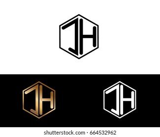 jh initial letters linked with hexagon shape logo
