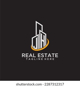 Logotipo de monograma inicial JH para inmuebles con estilo de construcción