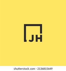 JH initial monogram logo with square style design