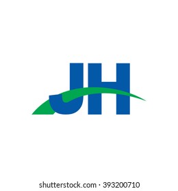 JH initial overlapping swoosh letter logo blue green
