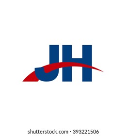 JH initial overlapping swoosh letter logo blue red