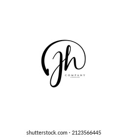 JH initial signature logo. Handwriting logo template vector