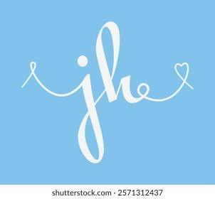 JH initial wedding monogram calligraphy vector illustration. Hand drawn lettering j and h love logo design for valentines day poster, greeting card, photo album, banner print or tattoo.