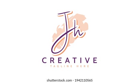 JH Initials, handwriting logo vector