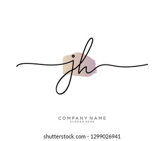 JH J H Initial handwriting logo template