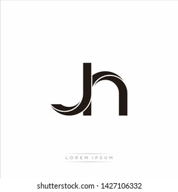 jh j h Initial Letter Split Lowercase Modern Monogram linked outline rounded logo