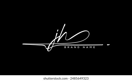 JH letter beauty handwriting vector logo. 
