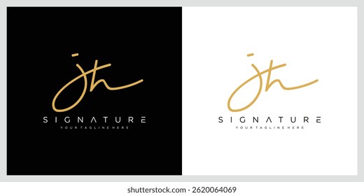 JH letter beauty handwriting vector logo.