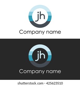 JH letter a circle shape icon logo white blue