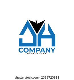 
JH letter creative real estate vector logo design.