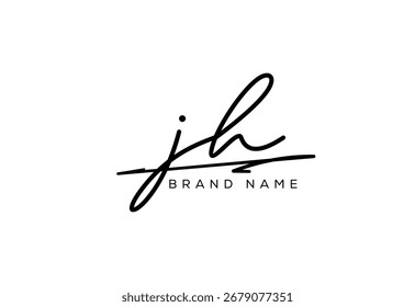 JH letter elegant cursive beauty handwriting logo.