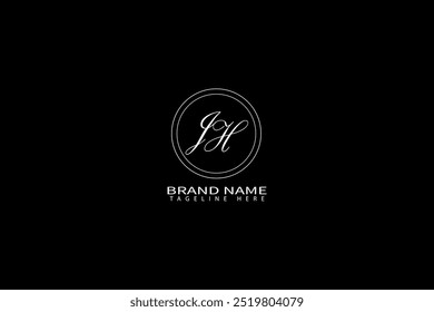 Diseño creativo del logotipo de la letra de JH. JH diseño único. Diseño del logotipo de la letra de JH sobre fondo negro