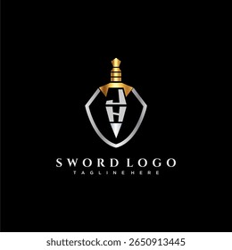 JH letter luxury monogram for shield and sword style image