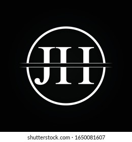 Plantilla vectorial de diseño de tipo de letra JH. Diseño del logotipo de la carta abstracta JH