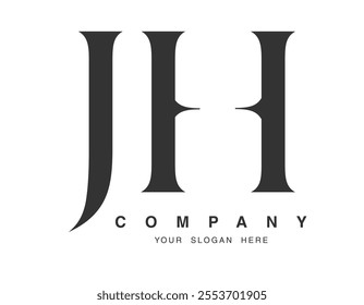 JH logo design. Initial letter j and h serif font style. Creative classic company name typography. Trendy logotype or identity. Vector illustration.