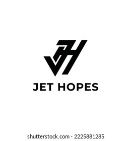 JH Logo letter monogram with triangle shape design template isolated on white background