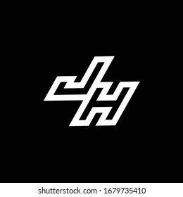 Monograma del logotipo de JH con plantilla de diseño de espacio negativo de estilo inferior aislado en fondo negro