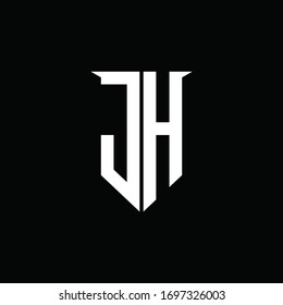 Monograma del logotipo JH con plantilla de diseño de estilo de escudo de emblemas