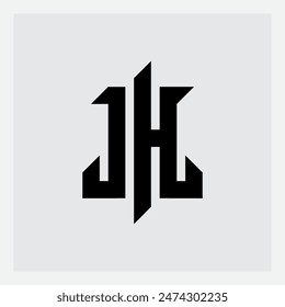 Logotipo JH. Monograma J y H, en estilo gótico. Caligrafía y letras. Letras medievales. Fuente elegante para el tatuaje.