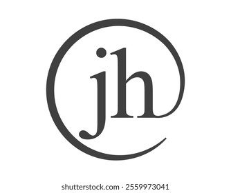 JH logo from two letter with circle shape email sign style. J and H round logotype of business company for brand identity.