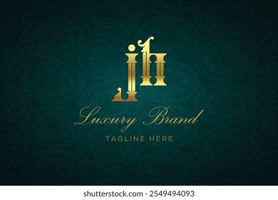 JH LUXURY LETTER LOGO DESIGN. It is a luxury letter monogram logo, this logo is made by combining two letters
