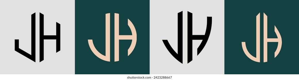 JH modern initial letter logo design vector bundle. It will be suitable for which company or brand name start those initial.