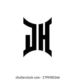JH monogram logo with curved side design template