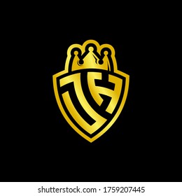 JH monogram logo with shield and crown style design template isolated on black background