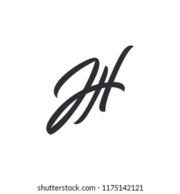 JH monogram. Vector hand writing jh logo. EPS 10 JH logo template . JH letters initial. Black logo lettering isolated on white background