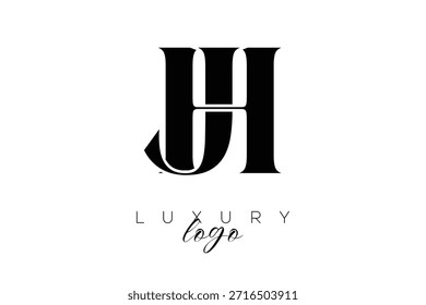 Logotipo de la tipografía del monograma de la letra de JH Serif para la identidad elegante de la marca de Premium
