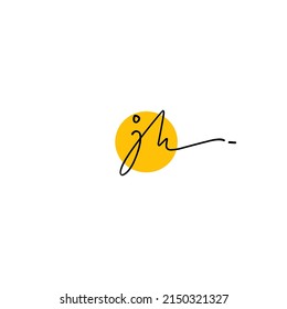 jh Tagline Initial Handwriting Logo Vector