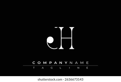 JH Typography Logo Design. Stylish monogram design depiction featuring the letters J and H combined in an artistic signature style, delivering a unique and creative visual representation.