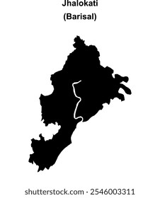 Jhalokati district blank outline map