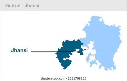 Mapa del subdistrito de Jhansi, Distrito de Jhansi, Estado de Uttar Pradesh, República de la India, Gobierno de Uttar Pradesh, Territorio de la India, India oriental, política, aldea, turismo