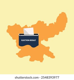 Jharkhand Election result vector, illustration. Ballot box voting.